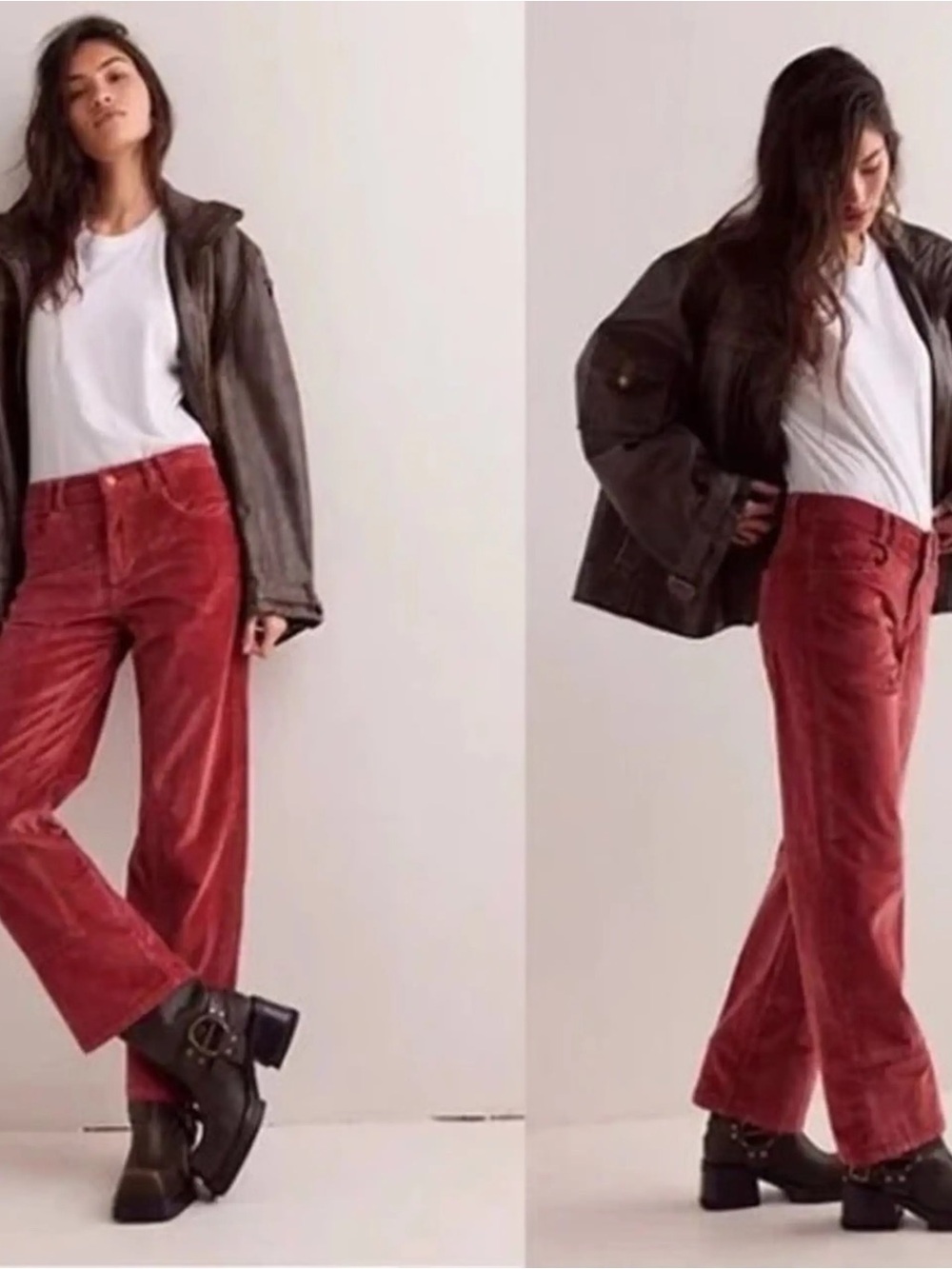 NWT Free People Corduroy Red Straight-Leg Pants